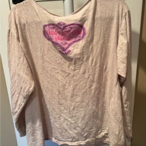 Magnolia Pearl Cream and Pink Long Sleeve Tee with Heart Design